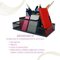 Kit Organizador para Escritório com 4 Partes Preto - 7
