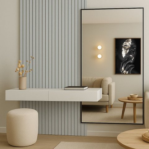 Kit 10 Unidades - Revestimento Ripado Placa Mdf Painel Decorativo 45 X 11 Cm: Off White