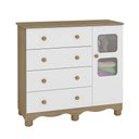 Ver imagem 6 de Cômoda Infantil 1 Porta com Janela 4 Gavetas 100% Mdf Uli New Móveis Peroba Branco Brilho/carvalho