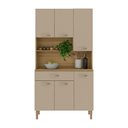 Ver imagem 1 de Armário de Cozinha Compacta 6 Portas e 1 Gaveta 90cm Baco Freijó/vanilla - Pallazio
