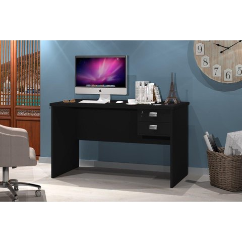 Mesa / Escrivaninha TAUR Para Computador 1.20m 2 Gavetas sendo um Com Chave e Puxadores Cromados Cor