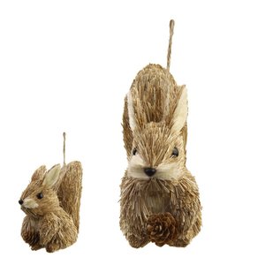 Enfeite de Natal Esquilo de Palha Bege 10cm | Natal Encantado Formosinha