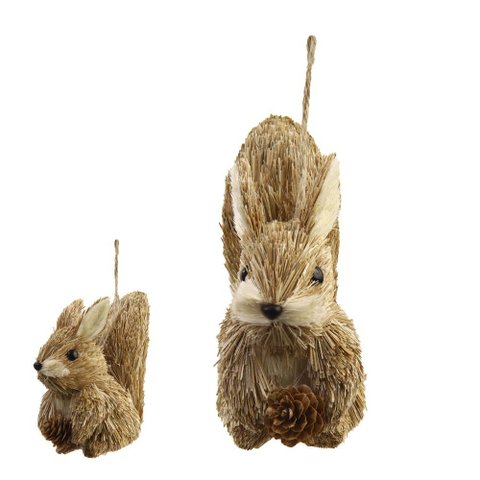 Enfeite de Natal Esquilo de Palha Bege 10cm | Natal Encantado Formosinha