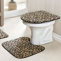Jogo de Tapetes para Banheiro Safari Pelúcia 3 Peças Leopardo - 2