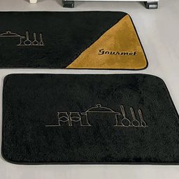 Jogo de Tapetes para Cozinha 3 Peças Gourmet Pelúcia Preto - 2