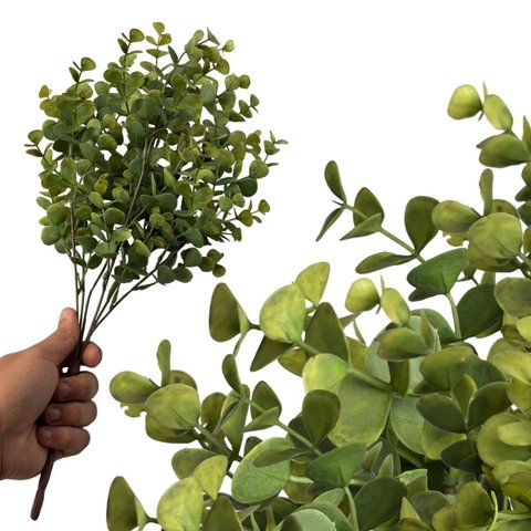 Kit 7 Buquês de Eucalipto Artificial 40cm com 6 Hastes – Arranjo Decorativo Natural