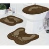 Jogo de Tapetes de Banheiro 3 Peças Formato Pegada Tabaco - 1