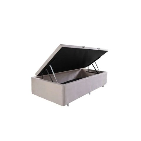 Box Bau Blindado Suede Solteirinho 78x188x38 - Novo:bege