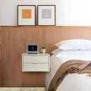 Ver imagem 3 de Mesa de Cabeceira Suspensa Off White de 2 Gavetas com 40 Cm Enviamos Montada