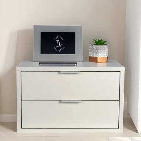 Mesa de Cabeceira Suspensa Off White de 2 Gavetas com 40 Cm Enviamos Montada