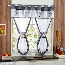 Cortina Cozinha Cook 2,00m x 1,40m Varão Simples - Vaquinha - 1