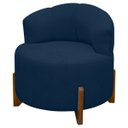 Ver imagem 6 de Poltrona Decorativa para Sala Thor Orgânica Tecido Bouclé Pés em Madeira Maciça:azul Marinho