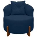 Ver imagem 2 de Poltrona Decorativa para Sala Thor Orgânica Tecido Bouclé Pés em Madeira Maciça:azul Marinho
