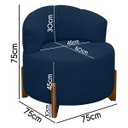 Ver imagem 3 de Poltrona Decorativa para Sala Thor Orgânica Tecido Bouclé Pés em Madeira Maciça:azul Marinho