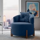 Ver mais imagens de Poltrona Decorativa para Sala Thor Orgânica Tecido Bouclé Pés em Madeira Maciça:azul Marinho
