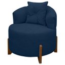 Ver imagem 1 de Poltrona Decorativa para Sala Thor Orgânica Tecido Bouclé Pés em Madeira Maciça:azul Marinho