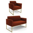 Ver imagem 1 de Namoradeira e Poltrona Industrial Dourado Marisa Bouclê Terra D03 - D’Rossi
