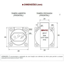 Tomada de Embutir para Painel Padrão Brasileiro 2p+t 20a com Tampa Vermelho - 2