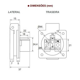 Tomada de Embutir para Painel Padrão Brasileiro 2p+t 20a com Tampa Vermelho - 3