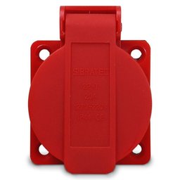 Tomada de Embutir para Painel Padrão Brasileiro 2p+t 20a com Tampa Vermelho - 5