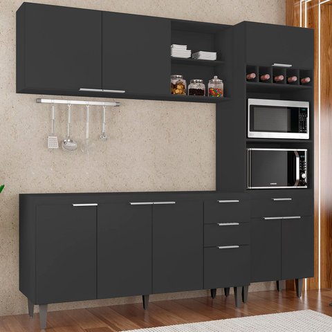 Armário de Cozinha Cp02 para Pia 150cm Pérola Z34 Preto - Mpozenato