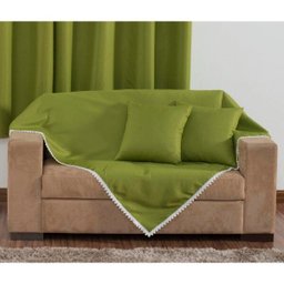 Kit Sala 06 Peças Cortina, Xale e Almofadas Istambul - Verde - 3