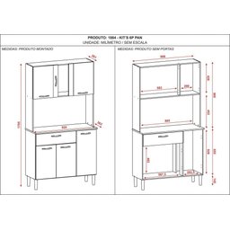 Armário de Cozinha Pequeno 6 Portas 1 Gaveta Pan Kits Paraná - 4