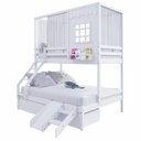 Ver imagem 7 de Beliche Casinha Reta Casal/ Solteiro com 02 Gavetas Escorregador e Cortina Madeira Maciça Branco