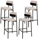 Ver imagem 1 de Kit 04 Banquetas Alta Bar Cozinha Sala de Jantar Aço Preto Kaira C01 Linho Palha Courino Preto -