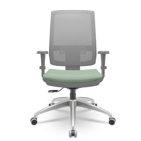 Cadeira Brizza Diretor Grafite Tela Cinza Assento Vinil Verde Base Relaxplax Alumínio - 66029