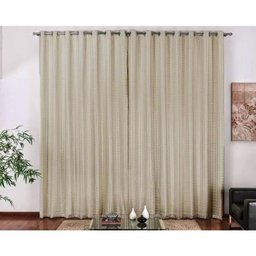 Cortina Varão Voil xadrez Bege 6,00x2,50 Blackout Tecido - 1