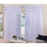 Cortina Varão Voil Liso Branco 6,00x2,80 Ilhós Cromado - 1