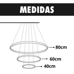 Lustre Led 3 Anéis Moderno 113w 80cm Branco C/ Controle - 6