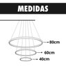 Lustre Led 3 Anéis Moderno 113w 80cm Branco C/ Controle - 6