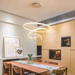 Lustre Led 3 Anéis Moderno 113w 80cm Branco C/ Controle - 2