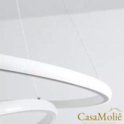 Lustre Led 3 Anéis Moderno 113w 80cm Branco C/ Controle - 3