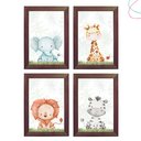 Ver imagem 3 de Kit 4 Quadros Decorativos Safari Aquarela Baby Moldura Vidro:pinus