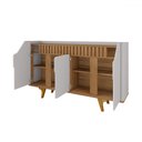 Ver imagem 3 de Balcão Buffet Emerald 4 Portas Ripado Off White/cinamomo - Pnr Móveis