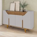 Ver imagem 2 de Balcão Buffet Emerald 4 Portas Ripado Off White/cinamomo - Pnr Móveis