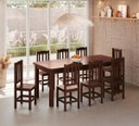 Ver imagem 2 de Conjunto Sala de Jantar 200x88 com 8 Cadeiras Diamante - Nemargi:castanho