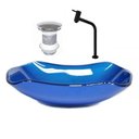 Ver imagem 1 de Cuba de Vidro 51cm Azul Escuro + Valvula + Torneira Preta