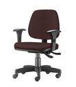 Ver imagem 1 de Cadeira Job com Bracos Assento Courino Marrom Base Rodizio Metalico Preto - 54604
