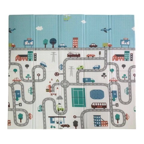 Tapete Infantil Atividades Dobrável 120x120cm Espessura 8mm Cidade