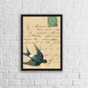 Ver imagem 1 de Quadro Vintage Andorinha Carta Antiga 45x34cm:Madeira branca