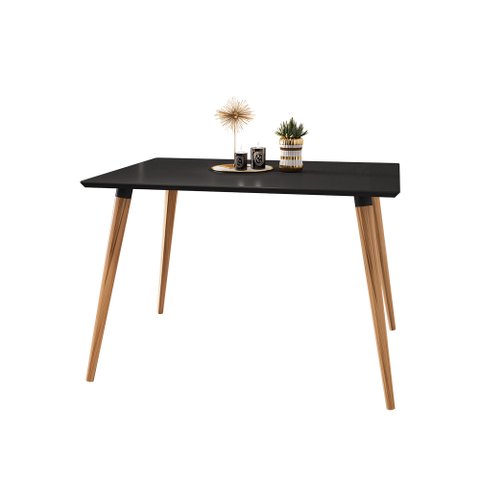 Mesa de Jantar Antonella 120x90 Cm Preto Pés Retrô Castanho - D’Rossi