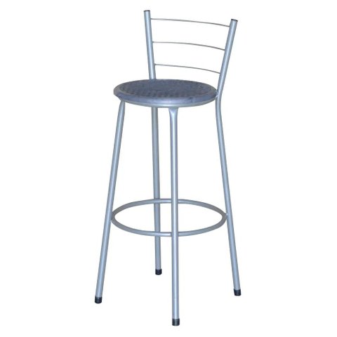 Banqueta Alta Assento Ratan Cinza Retro  