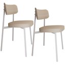 Ver imagem 1 de Kit 02 Cadeiras Estofada para Sala de Jantar Astrid Branco C01 Linho Areia - Lyam Decor