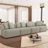 Sofá 5 Lugares para Sala de Estar Living 388cm Arlo F04 Linho Bege - Lyam Decor - 1