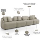 Ver imagem 4 de Sofá 5 Lugares para Sala de Estar Living 388cm Arlo F04 Linho Bege - Lyam Decor