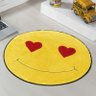 Tapete para Quarto Infantil Redondo Emoji Apaixonado Amarelo - 1